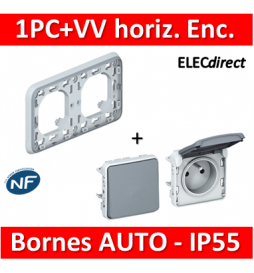 Legrand Plexo - PC 2P+T + VV - Encast. - horizontal - IP55/IK07 - 069683+069551+069511