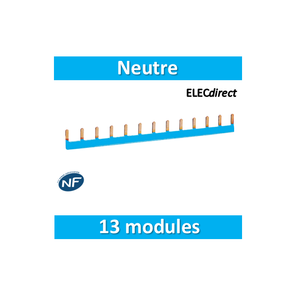 Peigne d'alimentation électrique HAGER Neutre 13 modules - KB163N