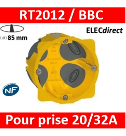 Legrand Batibox - Boîte d'encastrement 1 poste BBC pour prise 32A - Prof. 40 - D.85mm - 080086