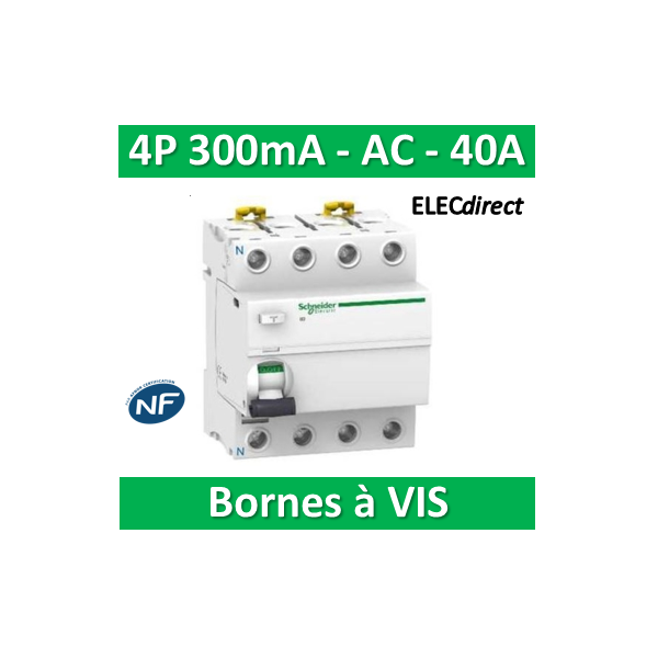 SCHNEIDER - Interrupteur Différentiel 4P - 40A - 30mA - AC