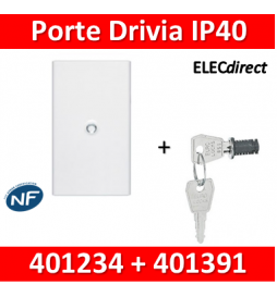 Legrand - Porte Blanche pour tableau DRIVIA - 72 Modules 4 Rangées + serrure - 401234+401391