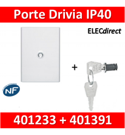 Legrand - Porte Blanche pour tableau DRIVIA - 54 Modules 3 Rangées + serrure - 401233+401391