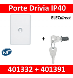 Legrand - Porte Blanche pour tableau DRIVIA - 26 Modules 2 Rangées + serrure - 401332+401391