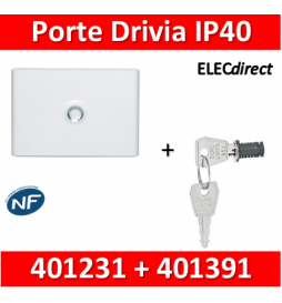 Legrand - Porte Blanche pour tableau DRIVIA - 18 Modules 1 Rangée + serrure - 401231+401391