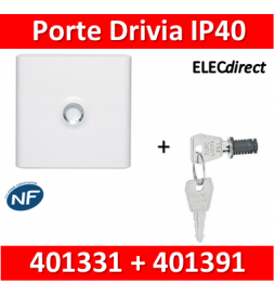 Legrand - Porte Blanche pour tableau DRIVIA - 13 Modules 1 Rangée + serrure - 401331+401391