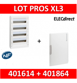 Legrand - Coffret de distribution 72 modules - 4R de 18M + porte - XL3 125 - 401614+401864