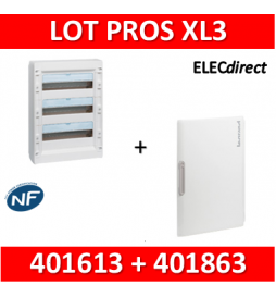 Legrand - Coffret de distribution 54 modules - 3R de 18M + porte - XL3 125 - 401613+401863