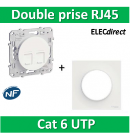 Schneider Odace - Double Prise RJ45 Cat.6 UTP + plaque - s520485+s520702