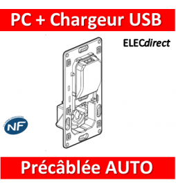 Legrand Céliane - Mécanisme PC 2P+T + Chargeur USB semi-encastré - 067116
