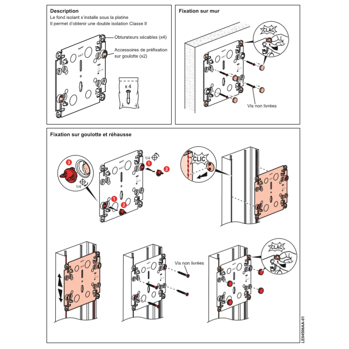Legrand - Fond isolant + Platine disjoncteur seul - Réf. : 401191+401193