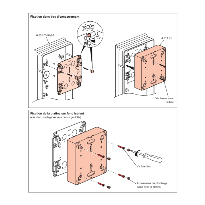 Legrand - Fond isolant + Platine disjoncteur seul - Réf. : 401191+401193