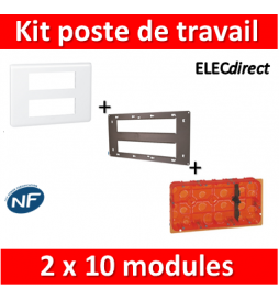 Legrand Mosaic - Kit poste de travail 2 x 10 modules - Blanc
