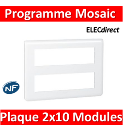 Legrand Mosaic - Plaque 2 x 10 modules - Blanc - 078828L