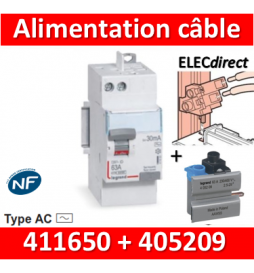 LEGRAND - ID DX3 2P - 63A - 30mA - Type AC - alimentation câble - 411650+405209