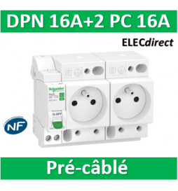 Schneider - LOT PROS - PC 2P+T 16A 220V Modulaire x 2 + disjoncteur 16A -  R9PCS616x2+R9PFC616 - ELECdirect Vente Matériel Électrique