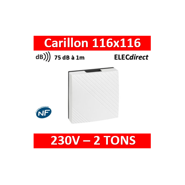 041651 Carillon électromécanique 110V~ à 230V~ 50Hz à 60Hz 2 tons -  professionnel