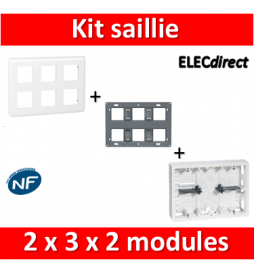 Legrand Mosaic -  Kit Cadre saillie 2x3x2 modules - 080276+080266+078832L