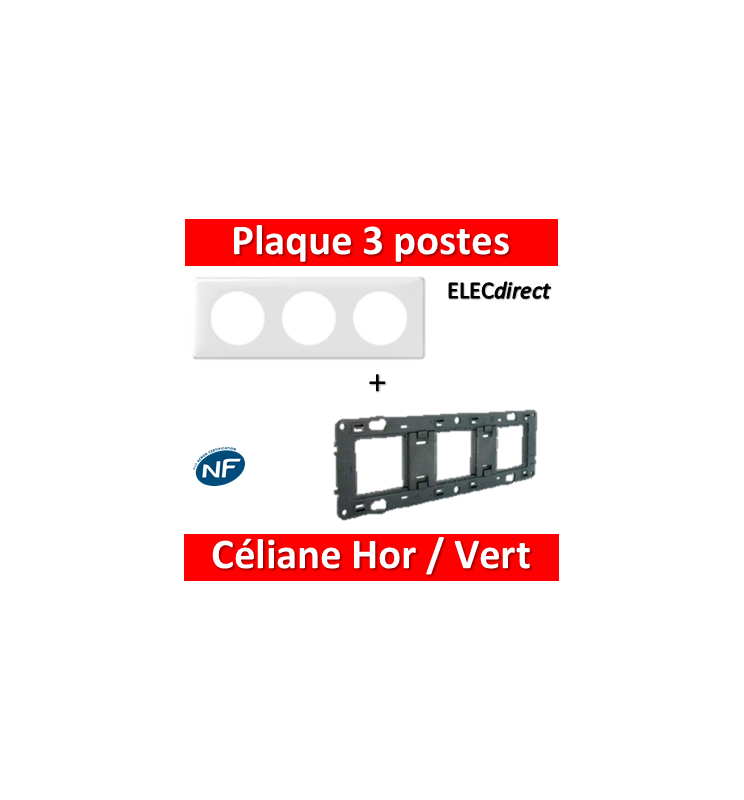 LEGRAND CELIANE SORTIE DE CABLE BLANC COMPLET + SUPPORT