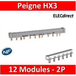 Legrand - Peigne d'alimentation HX3 - 2P - Pour bornes à vis - 12M - 404938