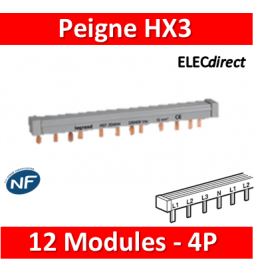 Legrand - Peigne d'alimentation HX3 - 4P - Pour bornes à vis - 12M - 404944