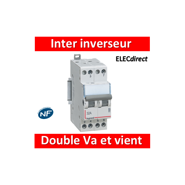 Legrand - Interrupteur inverseur 32A - Double Va et vient 1 M - 400V -  412901 - ELECdirect Vente Matériel Électrique