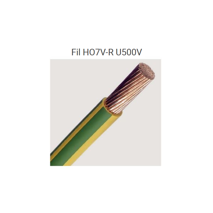 Fil HO7VR 16 mm2 rigide - V/J - vendu au m.