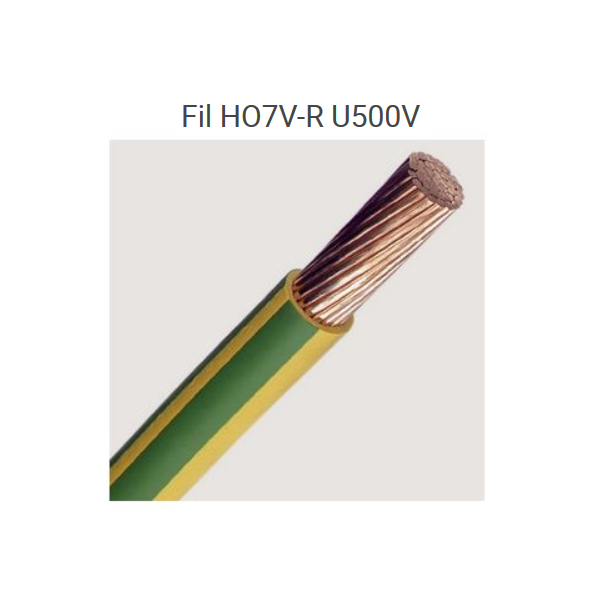 Fil HO7VR 16 mm2 rigide - V/J - vendu au m.