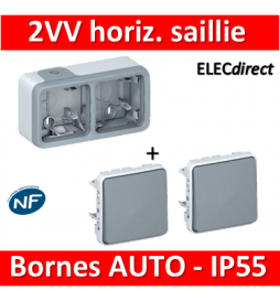 Legrand Plexo - 2 Va et vient - 230V - horizontal - IP55/IK07 - 069672+069511x2