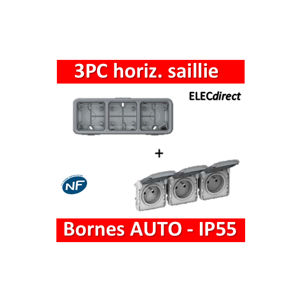 069564L - LEGRAND Triple prise de courant 2P+T étanche Plexo - 16A -  Horizontale