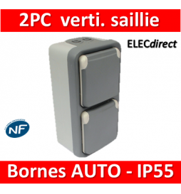 Legrand Plexo - Double prise de courant 2P+T 16A 230V - vertical - IP55/IK07 - 069661+069563