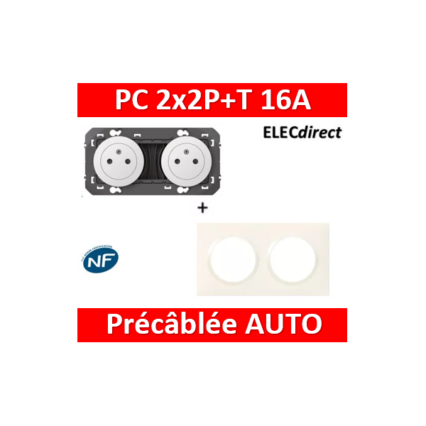 Legrand - Kit double prise de courant 2P+T Surface dooxie 16A précâblées  livrée avec cadre