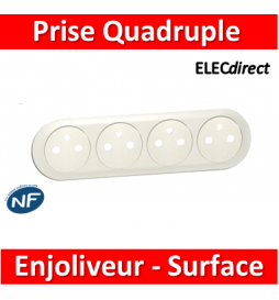 Legrand Céliane - Enjoliveur Prise Quadruple blanc - Surface - 068114