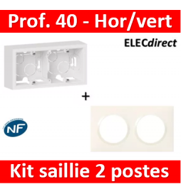 Legrand Dooxie - Cadre saillie 2 postes + plaque - Hor/Vert - 600042+600802