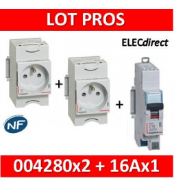 Legrand - LOT PROS - PC 2P+T 16A 220V  Modulaire x 2 + disjoncteur 16A AUTO - 004280x2 + 406783x1