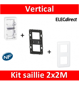 Legrand Mosaic -  Kit Cadre saillie 2 postes - 3x2 modules - vertical - 078822L+080282+080252