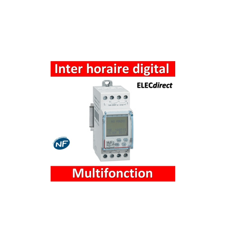 Legrand - Interrupteur horaire programmable annuel digital - multifonction  - AUTO - 2 sorties - 16A - 412630 - ELECdirect Vente Matériel Électrique