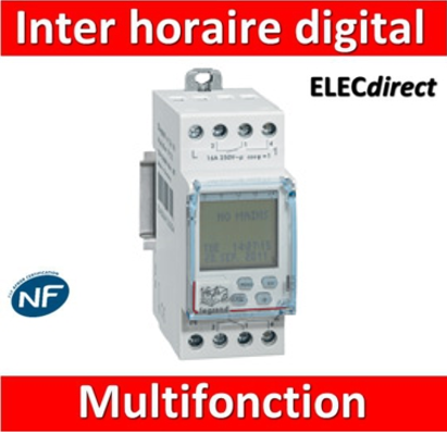 Legrand - Interrupteur horaire programmable digital - multifonction - AUTO  - 2 sorties - 16A - 412641 - ELECdirect Vente Matériel Électrique