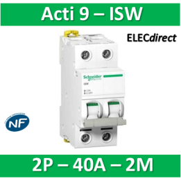 Schneider - Acti9 iSW - Interrupteur-sectionneur - 40A - 2P - Réf : A9S65240