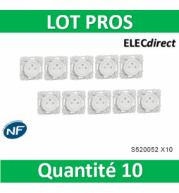 Schneider Odace - LOT PROS - Prise de courant - 2P+T 16A - 250V -  s520059x10 - ELECdirect Vente Matériel Électrique