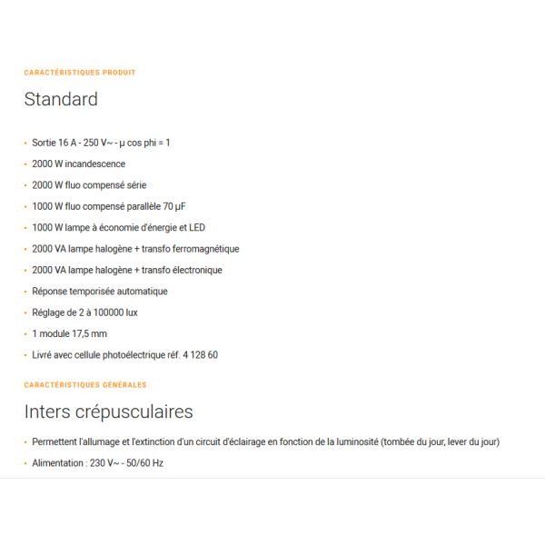 Legrand - Interrupteur crépusculaire standard avec photocellule - 230V - Réf :  412623