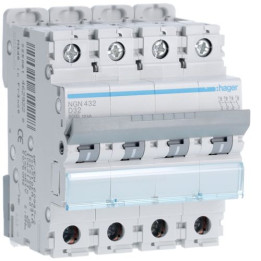 HAGER - Disjoncteur 4P 6/10kA - Courbe D - 32A 4M Réf :NGN432