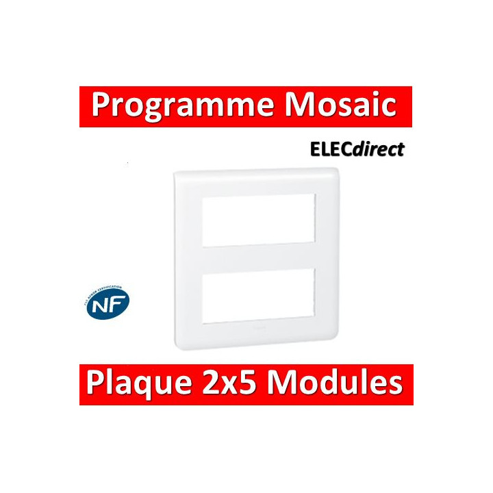 Legrand Mosaic - Plaque 2 x 5 modules - Blanc - 078830