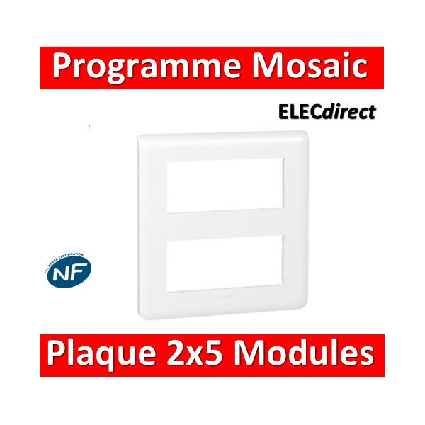 Legrand Mosaic - Plaque 2 x 5 modules - Blanc - 078830