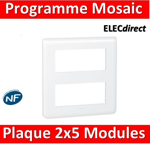 Legrand Mosaic - Plaque 2 x 5 modules - Blanc - 078830