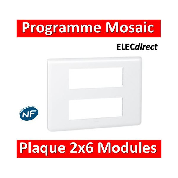 Legrand Mosaic - Plaque 2 x 6 modules - Blanc - 078836