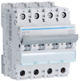 HAGER - Disjoncteur 4P 6/10kA - Courbe D - 10A 4M Réf :NGN410