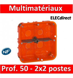 Legrand Batibox - Boîte multimat 2x2 postes - 2x4/5M - prof 50 mm  - 080124
