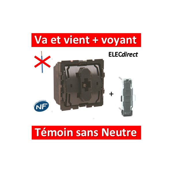 Legrand Céliane - Mécanisme Va et vient témoin sans neutre - Réf : 067007 -  ELECdirect Vente Matériel Électrique