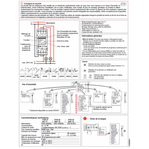 Legrand - Interrupteur horaire programmable digital - multifonction - AUTO  - 2 sorties - 16A - 412641 - ELECdirect Vente Matériel Électrique