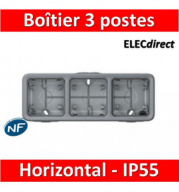 Legrand Plexo - Boîtier 3 postes horizontaux - IP55/IK07 - 069680